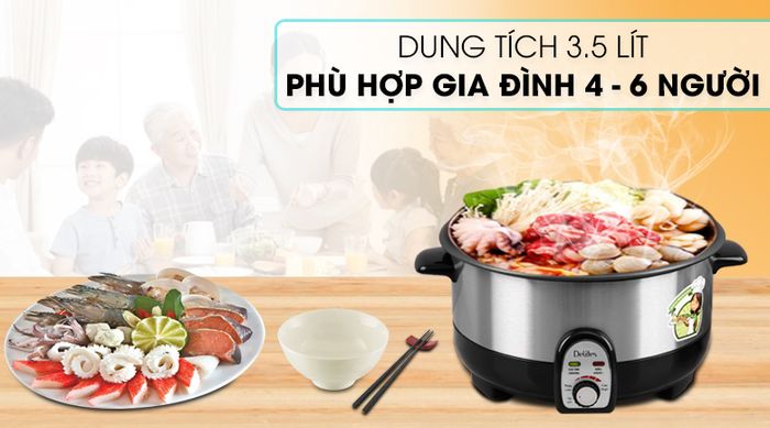 Nồi lẩu điện Delites CBR35-80 3.5 lít - Dung tích