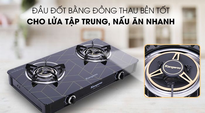 Đầu đốt đồng thau bền bỉ - Bếp ga đôi Kangaroo KG526M