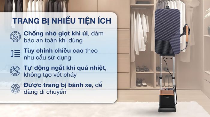 Bàn ủi hơi nước đứng Tefal IXEO Power QT2020E0 2170W - Tiện ích