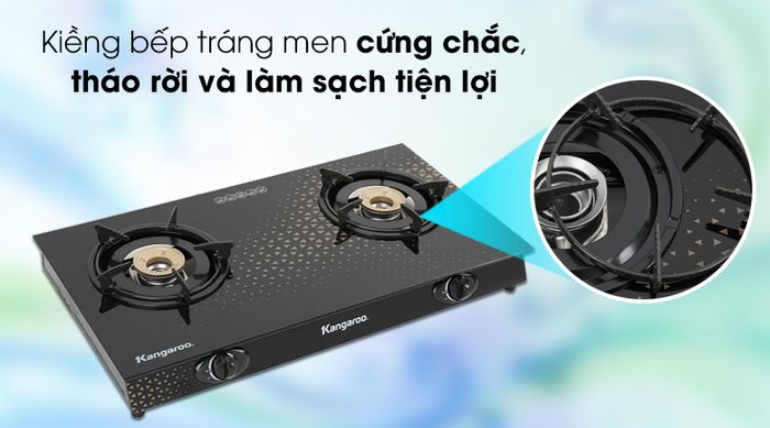 Bếp ga đôi Kangaroo KG8G1C - Thiết kế kiềng bếp vững chắc