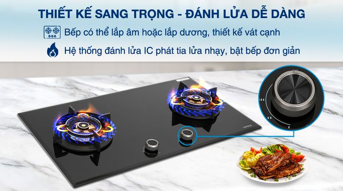 Bếp ga âm Hafele HC-G782B (538.66.507) - Thiết kế và hệ thống đánh lửa của bếp