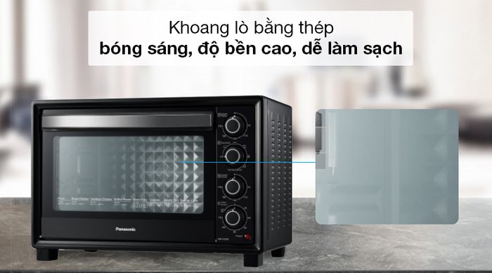 Lò nướng Panasonic NB-H3203KRA 32 lít - Chất liệu khoang lò bằng thép bóng sáng