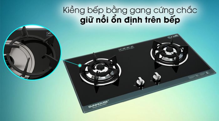 Bếp ga âm Sunhouse SHB5548MT - Kiềng bếp bằng gang cứng chắc