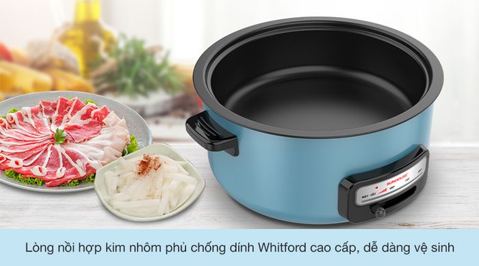 Nồi lẩu điện Sunhouse SHD4527 3.5 lít - Lòng nồi hợp kim nhôm phú chống dính