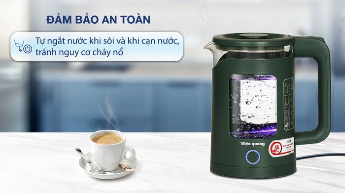 Bình đun siêu tốc Điện Quang 1.5 lít ĐQ EKT16 1515 MG - Chế độ an toàn