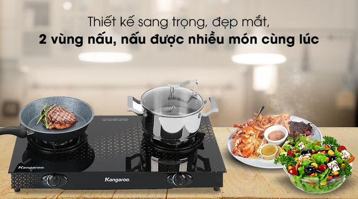 Bếp ga đôi Kangaroo KG8G1C - Sở hữu tông màu đen sang trọng