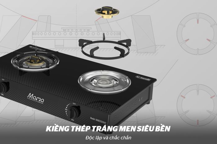 Bếp ga đôi Sunhouse Mama MMB3569MT - Kiềng bếp