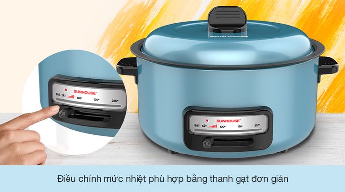 Nồi lẩu điện Sunhouse SHD4527 3.5 lít - Điều khiển bằng nút gạt đơn giản