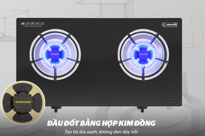 Bếp ga đôi Sunhouse Mama MMB3569MT - Đầu đốt