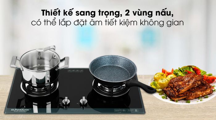 Bếp ga âm Sunhouse SHB5548MT - Màu đen, viền xanh sang trọng, thanh lịch