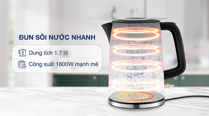 Dung tích, công suất - Bình đun siêu tốc Sunhouse 1.7 lít SHD1306