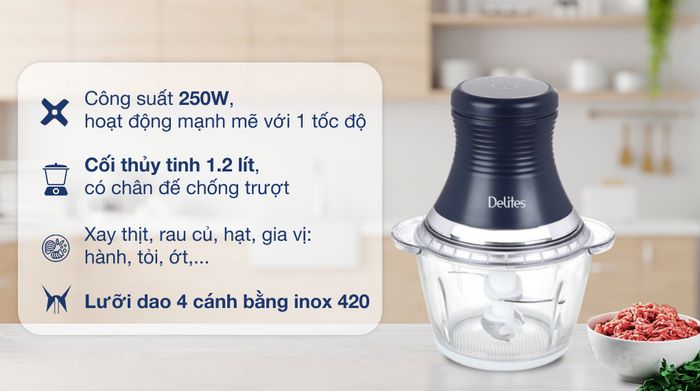 Máy xay thịt đa năng Delites LH101B 250W 1.2 lít - Tổng quan