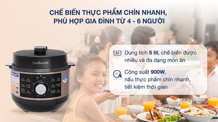 Nồi áp suất điện BlueStone PCB-5648 5 lít - Dung tích, công suất