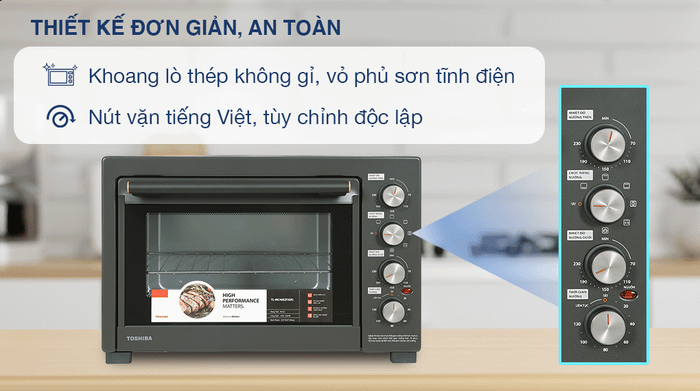Lò nướng Toshiba TL-MC40EZF(GR) 40 lít - Thiết kế