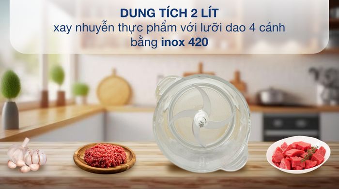Máy xay thịt đa năng Bear QSJ-B02Q1 300W 2 lít - Dung tích