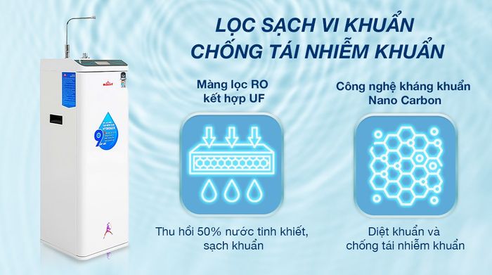 Máy lọc nước RO Hydrogen nóng nguội Robot HydroMegaPlus-9X 9 lõi - công nghệ lọc