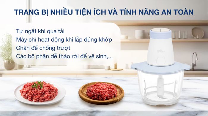 Máy xay thịt đa năng Bear QSJ-B02Q1 300W 2 lít - Tiện ích