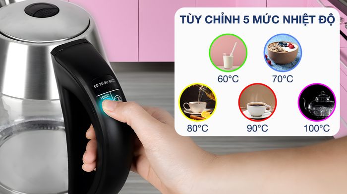 Bình đun siêu tốc Lock&Lock 1.8 lít EJK341 - Cài đặt nhiệt độ