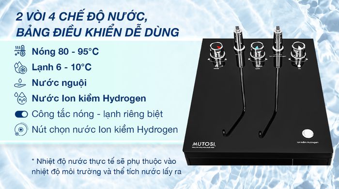 Máy lọc nước RO nóng nguội lạnh Hydrogen Mutosi MP-S1021H 10 lõi - Chế độ nước