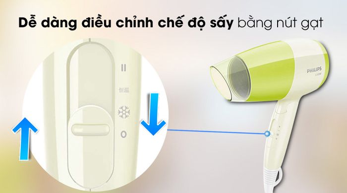 Điều chỉnh dễ dàng với 3 tốc độ - Máy sấy tóc Philips BHC015