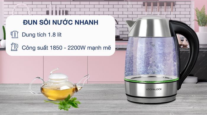 Bình đun siêu tốc Lock&Lock 1.8 lít EJK341 - Dung tích, công suất