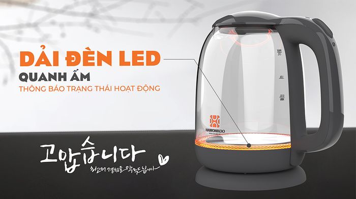Bình đun siêu tốc Hawonkoo 1.7 lít KEH-170-GR - Đèn led