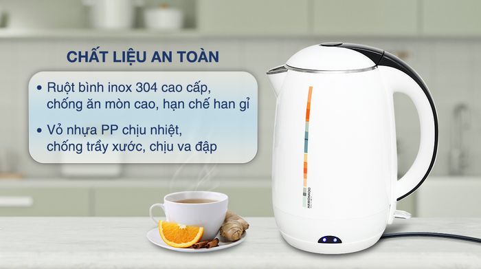 Bình đun siêu tốc Hawonkoo 1.8 lít KEH-180-W - Chất liệu
