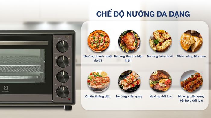 Lò nướng Electrolux EOT4022XFG 40 lít - Chế độ nướng