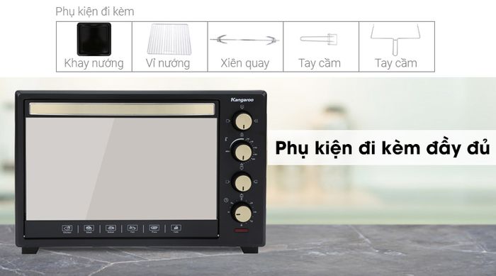 Lò nướng Kangaroo KG5201 52 lít - Lò nướng đi kèm phụ kiện đầy đủ