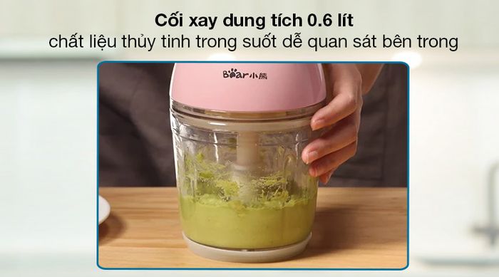 Máy xay thịt đa năng Bear QSJ-B02U2 - Cối xay thuỷ tinh 0.6 lít xay được khoảng 250 gram thịt mỗi lần