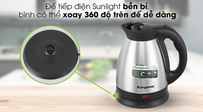 Bình đun siêu tốc Kangaroo 1.5 lít KG15SK3 - Đế tiếp điện Sunlight bền bỉ