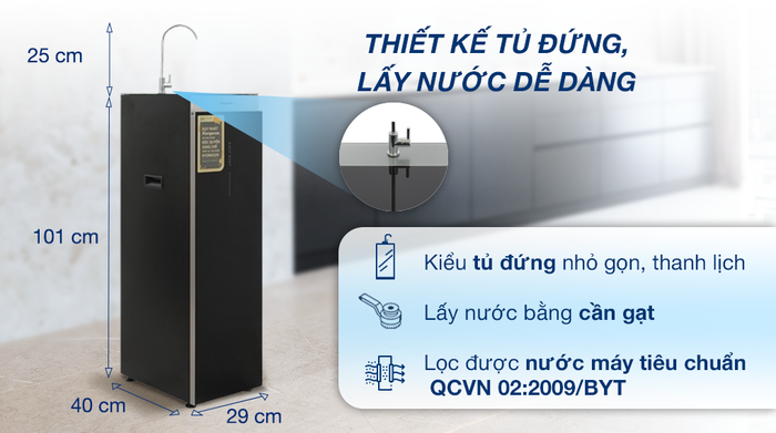 Máy lọc nước RO Hydrogen Kangaroo KG12HA 12 lõi - Thiết kế
