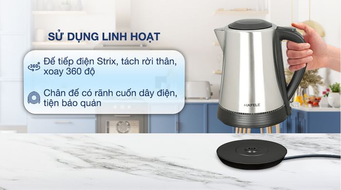 Bình đun siêu tốc Hafele 1.7 lít HS-K1703X - Đế tiếp điện