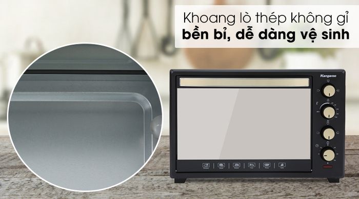 Lò nướng Kangaroo KG5201 52 lít - Khoang lò bằng thép không gỉ bền bỉ