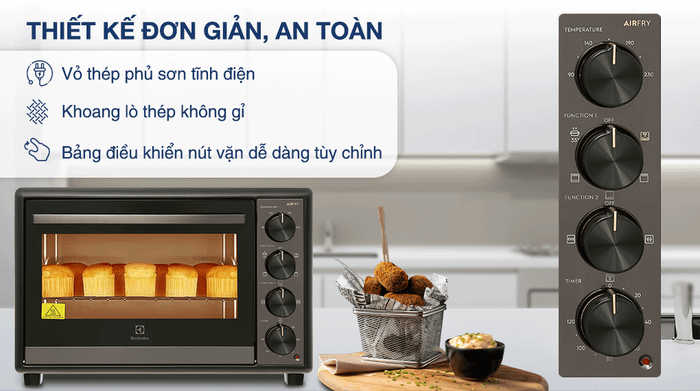 Lò nướng Electrolux EOT4022XFG 40 lít - Thiết kế