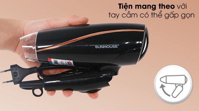Máy sấy tóc Sunhouse SHD2306 - Tay cầm máy sấy tóc có thể gấp gọn