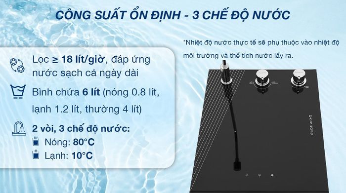 Máy lọc nước RO nóng nguội lạnh Kangaroo Infinity KG10A9I 8 lõi - Công suất