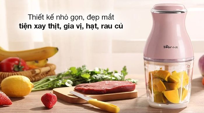 Máy xay thịt đa năng Bear QSJ-B02U2 - Kiểu dáng nhỏ gọn, đa chức năng: xay thịt, gia vị, hạt, rau củ