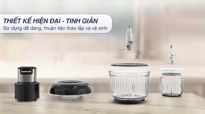 Dễ vệ sinh - Máy xay thịt đa năng Sunhouse SHD5412 300W 2 lít/0.3 lít