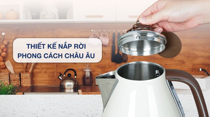 Ấm đun siêu tốc Delonghi 1.7 lít KBOV2001.BG - Nắp ấm tháo rời