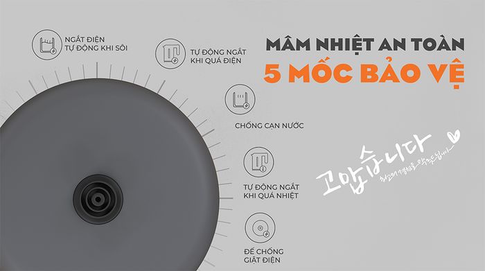 Bình đun siêu tốc Hawonkoo 1.7 lít KEH-170-GR - Chế độ an toàn