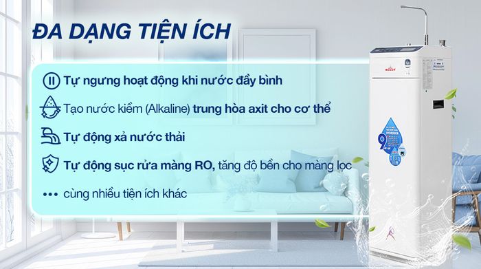 Tiện ích - Máy lọc nước RO nóng nguội lạnh Robot HydroElite-9X 9 lõi - Công suất