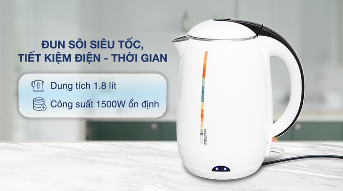 Bình đun siêu tốc Hawonkoo 1.8 lít KEH-180-W - Dung tích, công suất