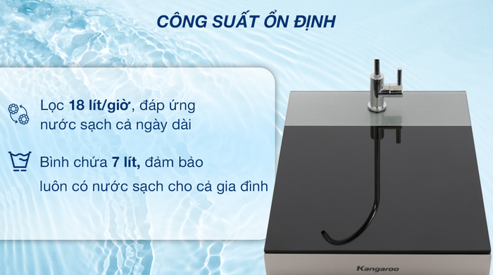 Máy lọc nước RO Hydrogen Kangaroo KG12HA 12 lõi - Công suất, dung tích bình chứa