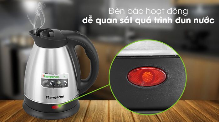 Bình đun siêu tốc Kangaroo 1.5 lít KG15SK3 - Trang bị đèn báo hoạt động