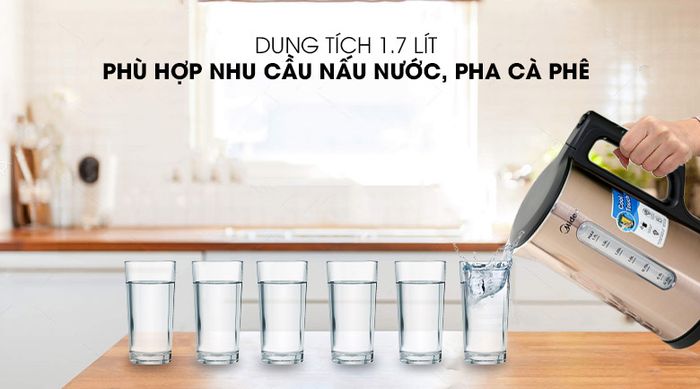 Dung tích 1.7 lít - Bình đun siêu tốc Midea MK-317DW