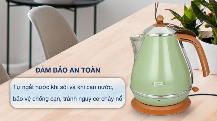 Bình đun siêu tốc Delonghi 1.7 lít KBOV2001.GR - Chế độ an toàn