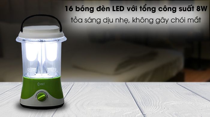 Ánh sáng của Đèn sạc LED Comet CRL3102 xanh lá