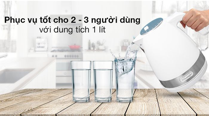 1 lít - Bình đun siêu tốc Delonghi KBLA2000.W