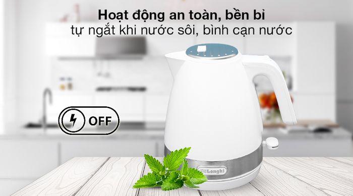 Tự ngắt an toàn - Bình đun siêu tốc Delonghi KBLA2000.W